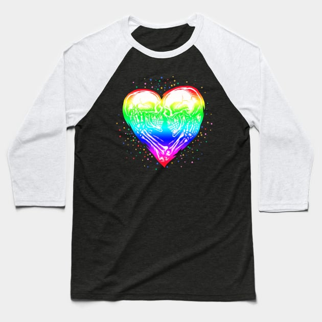 LGBT Skeleton Skull Rainbow Pride Heart Baseball T-Shirt by voidea